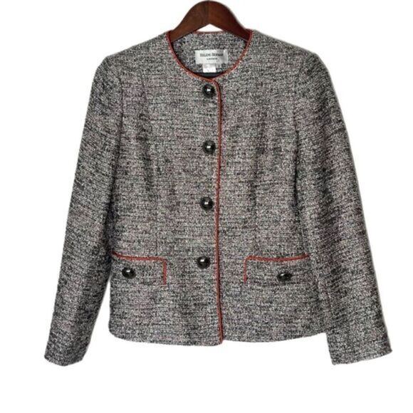 Helene Berman London Tweed Silver Metallic Shimmer Button Up Jacket Blazer - Picture 1 of 5